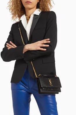 Bolsa con cadena y monograma Cocodrilo Y/S/L 34108