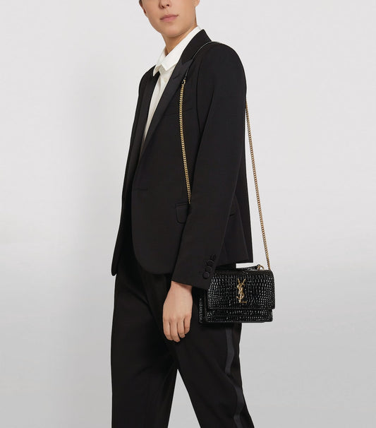 Bolsa con cadena y monograma Cocodrilo Y/S/L 34108