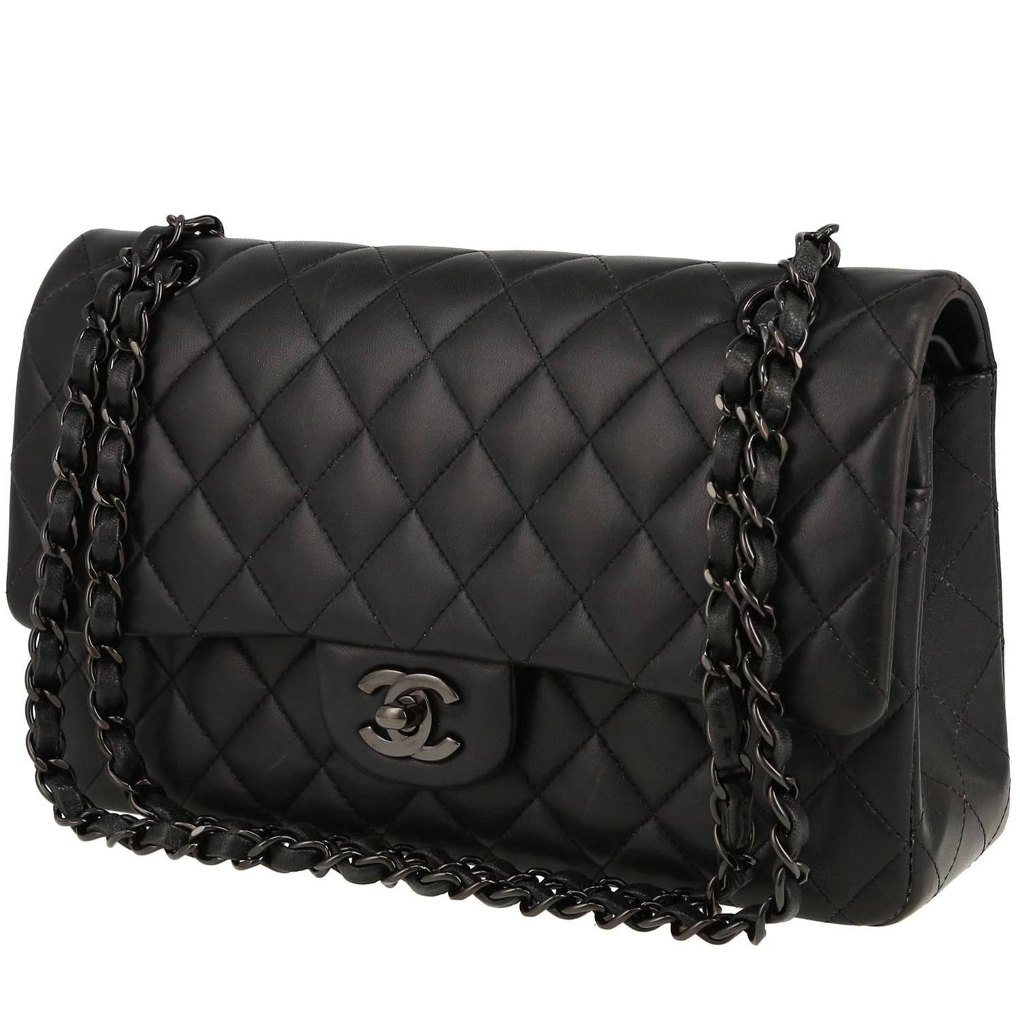 Bolso de mano Chane:l Timeless Classic en cuero acolchado negro mate 1112