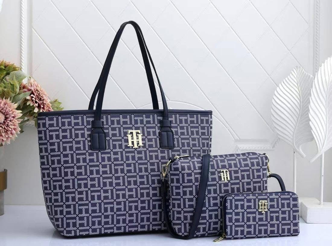 Set de Bolsas Tommy H/ 3 Piezas – Bolsa + Pochette + Cartera | Modelo 880-2