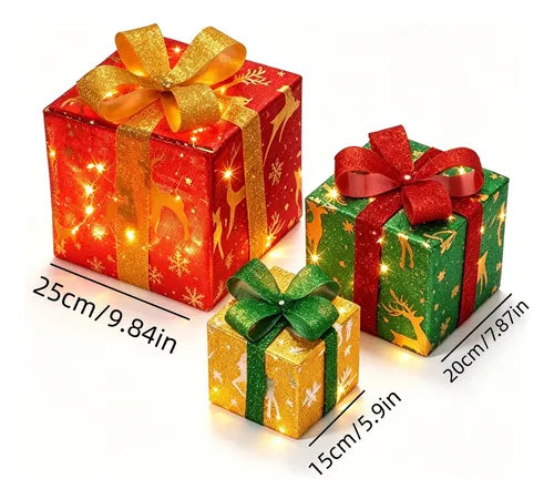 Set de cajas de regalo navideños con luz led