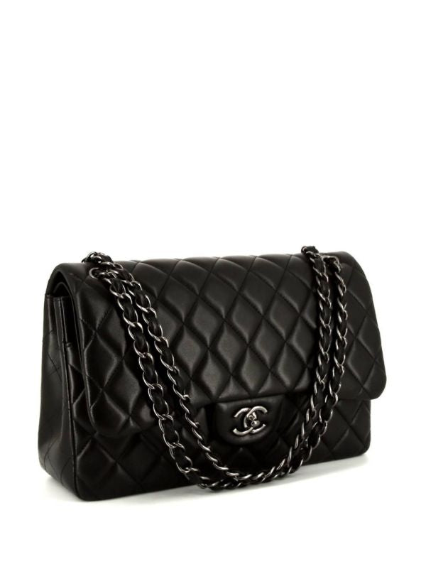 Bolso de mano Chane:l Timeless Classic en cuero acolchado negro mate 1112