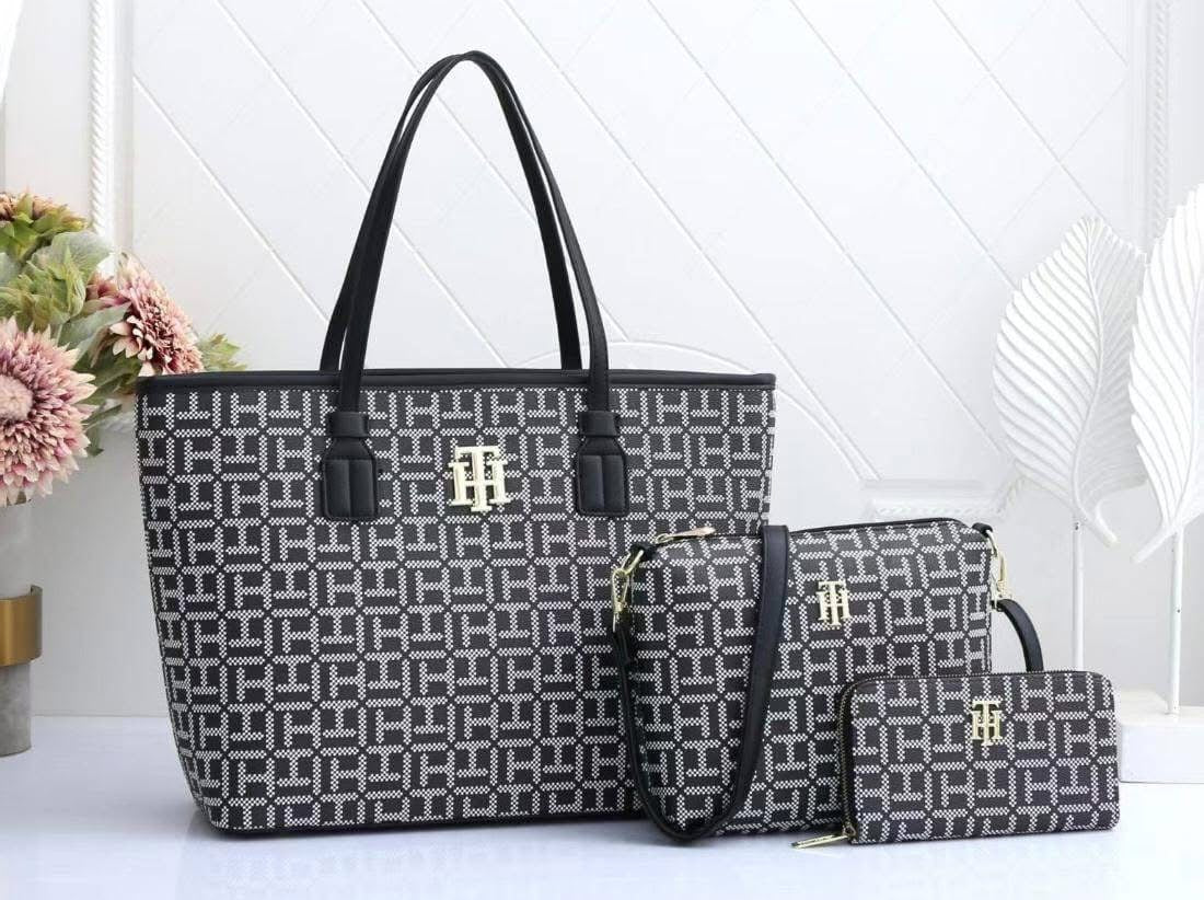Set de Bolsas Tommy H/ 3 Piezas – Bolsa + Pochette + Cartera | Modelo 880-2