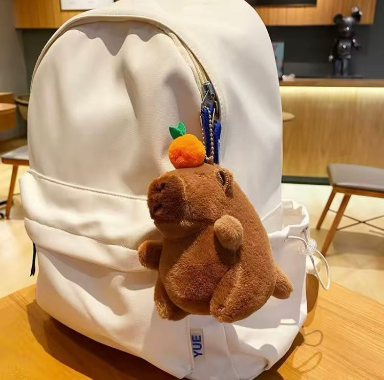 Llavero Capibara con fruta en la cabeza y colita vibratoria de 14cm calidad premium 2002 mr5566