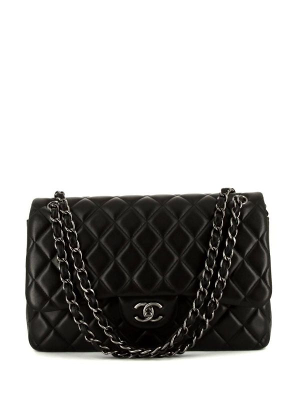 Bolso de mano Chane:l Timeless Classic en cuero acolchado negro mate 1112