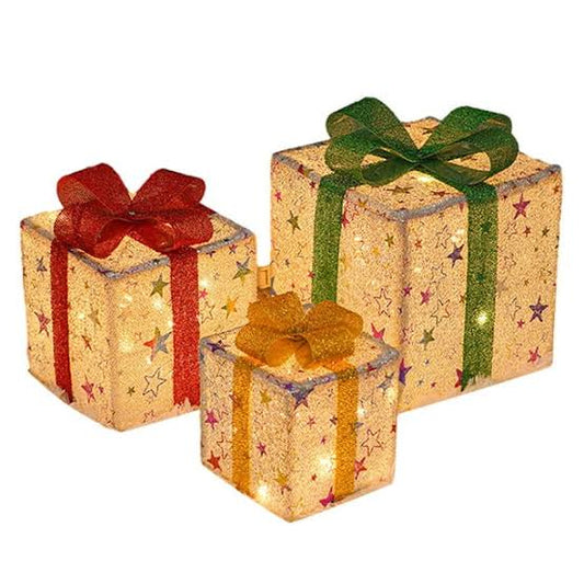 Set de cajas de regalo navideños con luz led