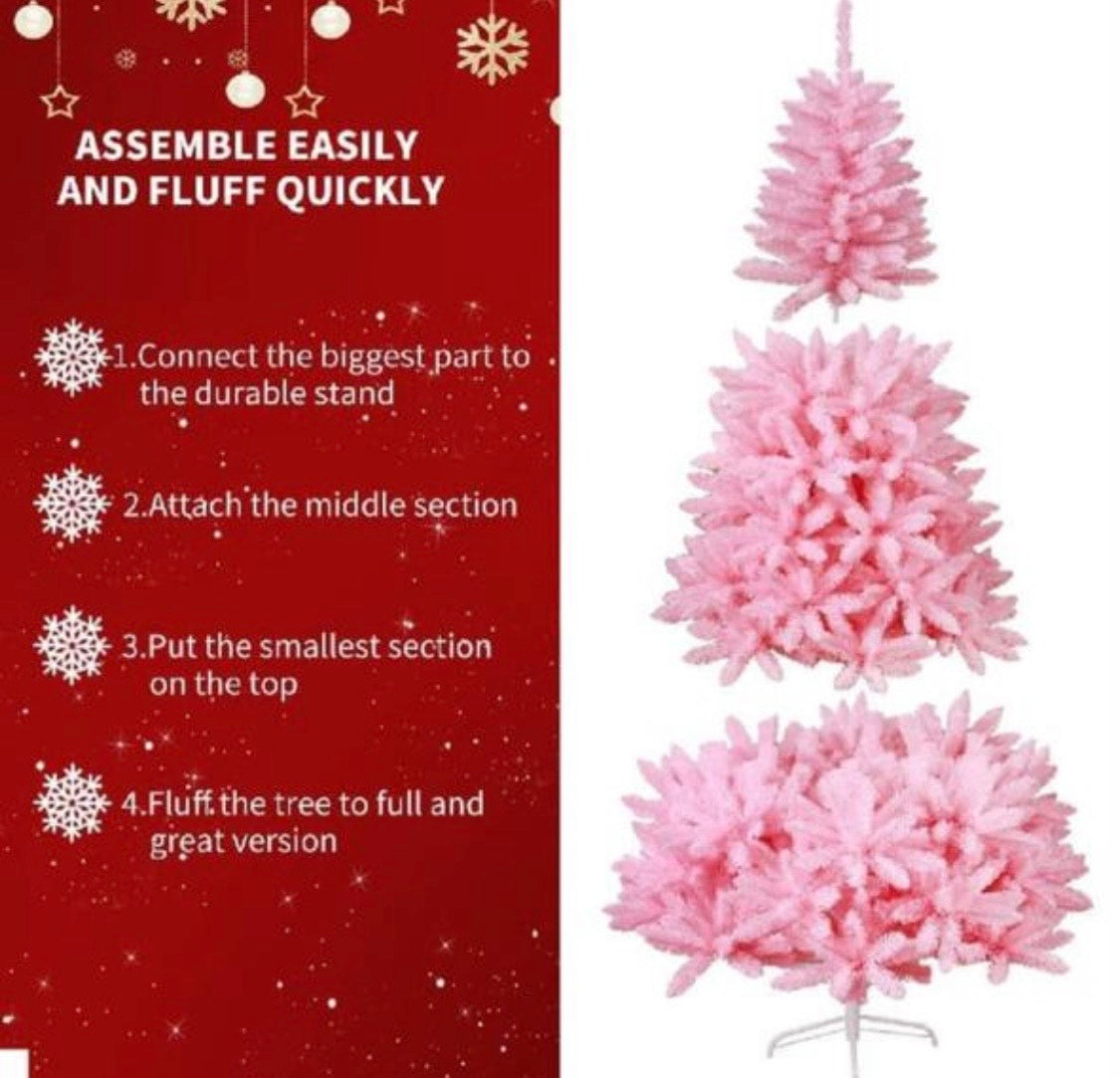 Árbol de navidad rosa de 1.80